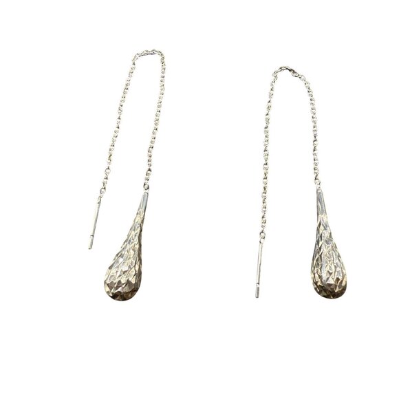 925 Sterling Silver Teardrop Dangle Drop Earrings Elegant Classic Chic - Picture 2 of 5